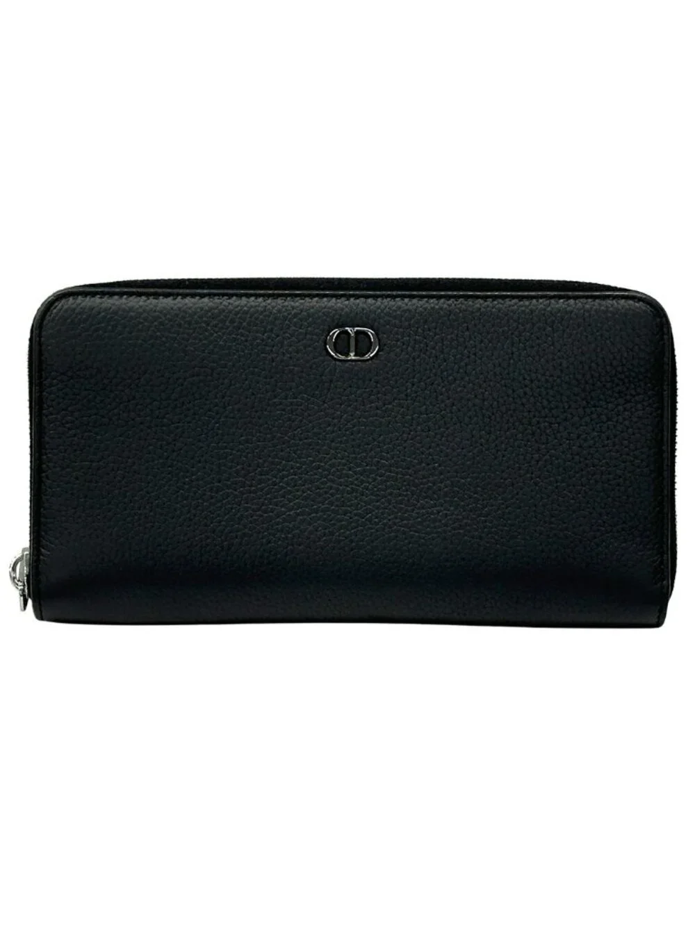 Dior Wallet CD Icon Leather Long Zip Black Logo Simple